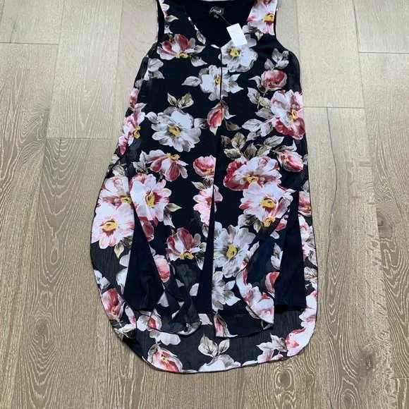 connected apparel | Dresses | Connected Apparel Floral Chiffon Overlay  Sleeveless Dress | Poshmark